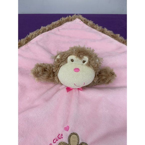 Baby Starters 2010 Monkey Rattle Security Blanket Lovie Too Cute Embroidered Flo - Picture 5 of 9